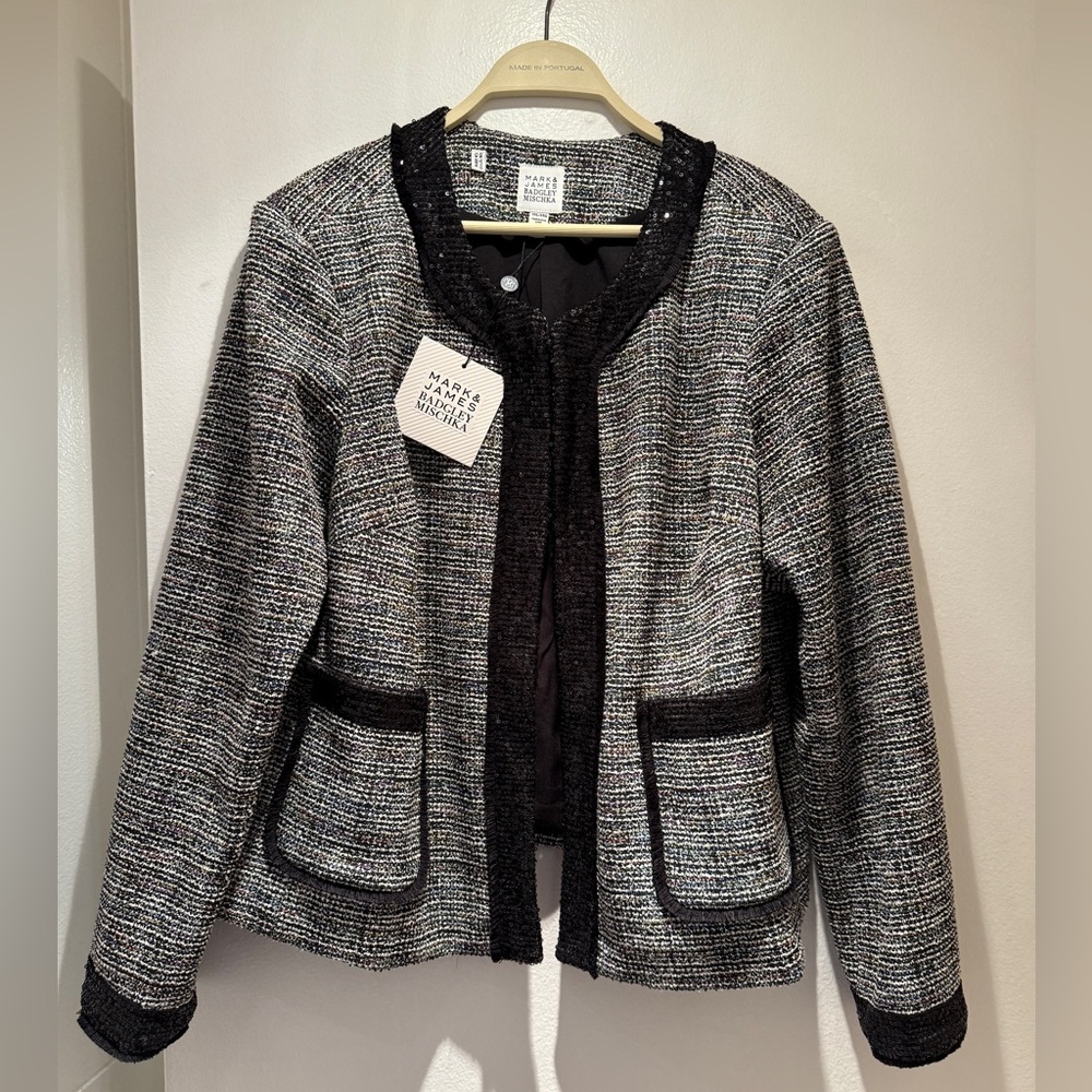 Mark & James by Badgley Mischka Sequin Trim Tweed Jacket